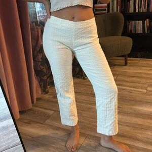 Piazza Sempione Textured Cream Cropped Pants